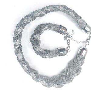 Braided chain necklace +bracelet